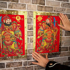 2pcs Sun Moon Door God Stickers Dragon Spring Door Stickers Golden Foil