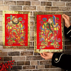 2pcs Sun Moon Door God Stickers Dragon Spring Door Stickers Golden Foil