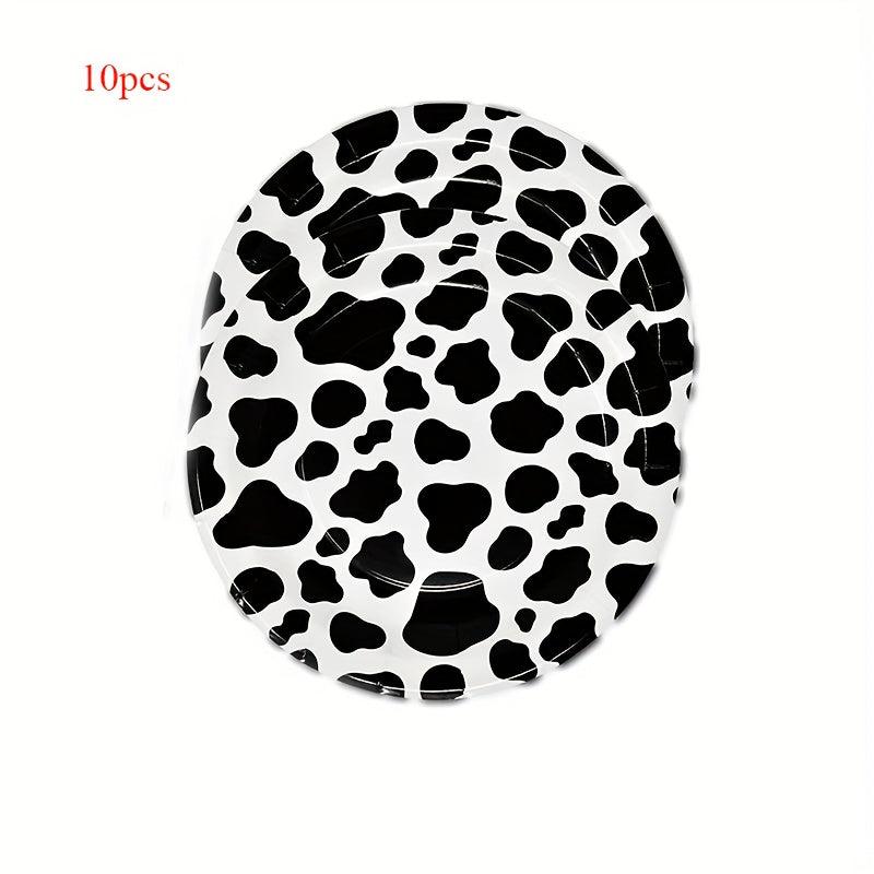 Cow Print Party Supplies Set - Plates, Napkins, Cups for Cow Themed Birthday