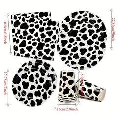 Cow Print Party Supplies Set - Plates, Napkins, Cups for Cow Themed Birthday