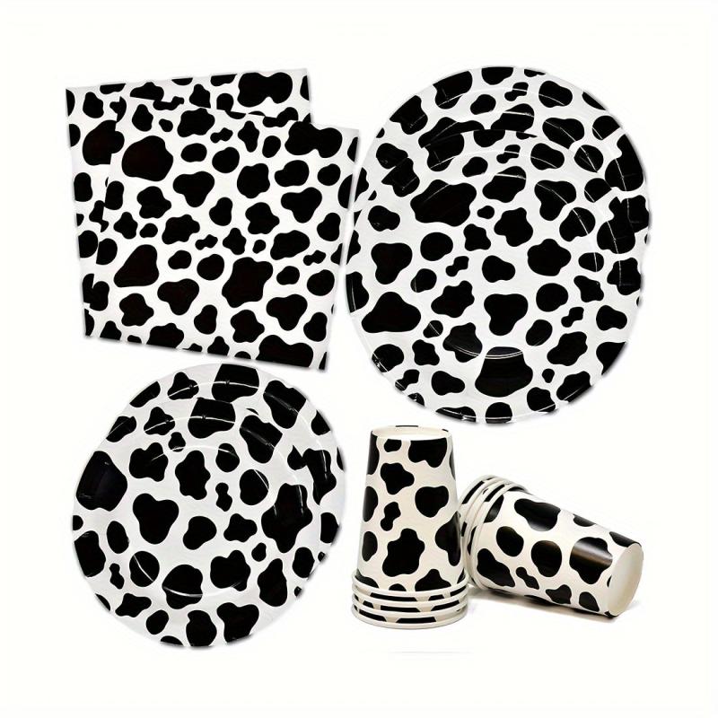 Cow Print Party Supplies Set - Plates, Napkins, Cups for Cow Themed Birthday