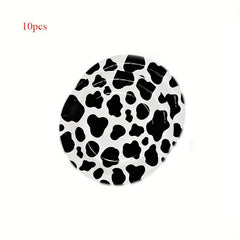 Cow Print Party Supplies Set - Plates, Napkins, Cups for Cow Themed Birthday