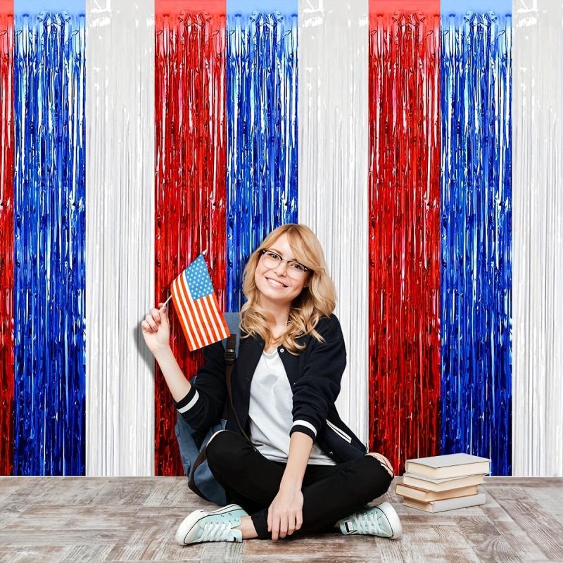 3pcs Red Tassel Rain Curtain Decoration Background for Party Photo Booth Props