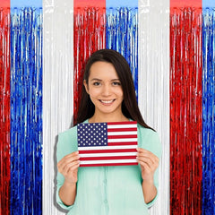 3pcs Red Tassel Rain Curtain Decoration Background for Party Photo Booth Props