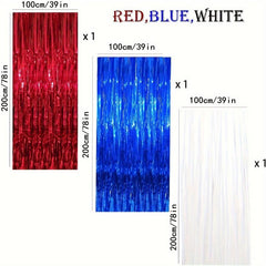 3pcs Red Tassel Rain Curtain Decoration Background for Party Photo Booth Props