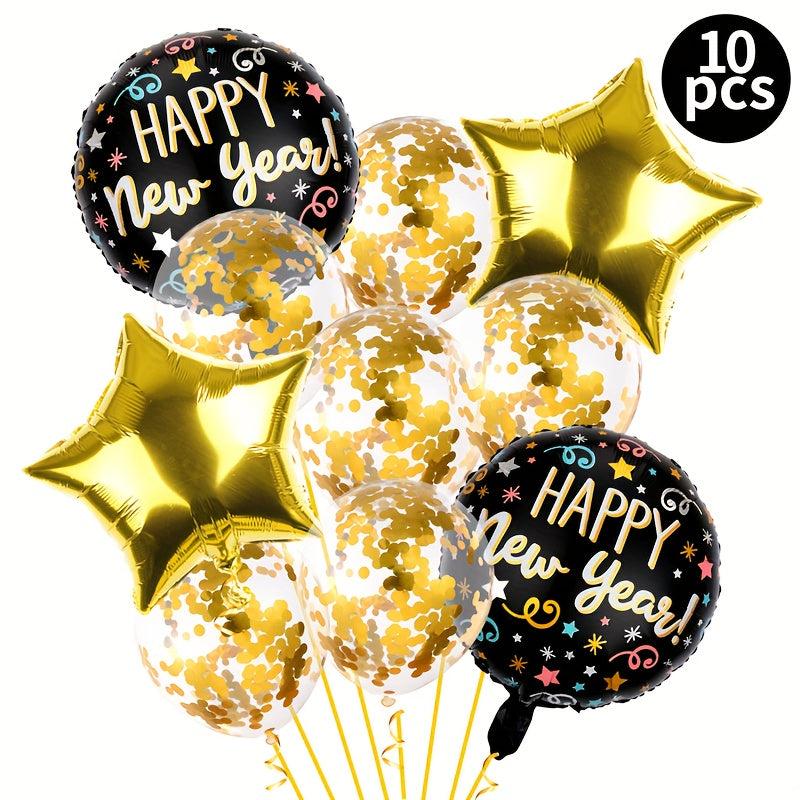 10pcs Christmas Party Balloon Golden Pentagram Aluminum Film Balloon