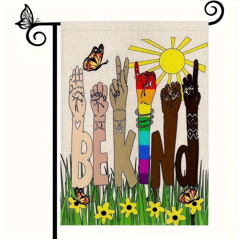 Be Kind Garden Flag for Outdoor Decor, Burlap Garden Banner 30x45 cm