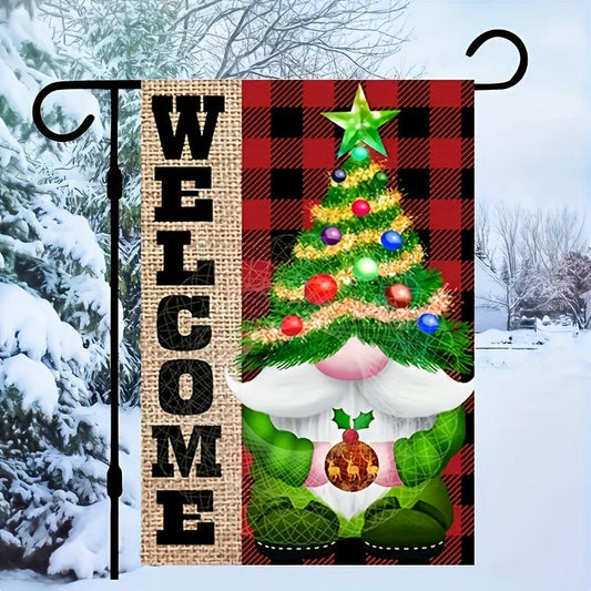 Christmas Tree Gnome Garden Flag Double Sided 45x30 cm