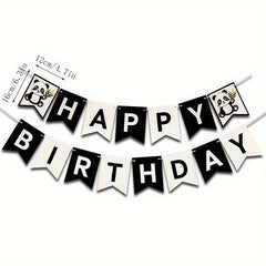 Panda Party Decoration Set: Flags, Balloons, Round Balls, Ribbon - 70pcs