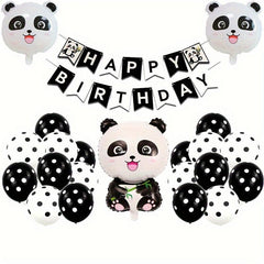 Panda Party Decoration Set: Flags, Balloons, Round Balls, Ribbon - 70pcs