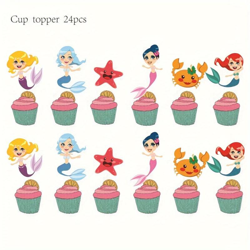 25pcs Mermaid Birthday Party Decoration Set Pull Flag Insert Row Scene Layout