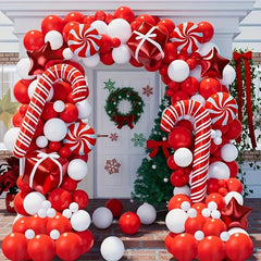 179pcs Christmas Balloon Wreath Arch Kit Green Red Candy Decorations