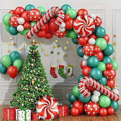 179pcs Christmas Balloon Wreath Arch Kit Green Red Candy Decorations