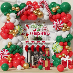 179pcs Christmas Balloon Wreath Arch Kit Green Red Candy Decorations