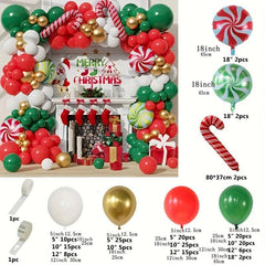179pcs Christmas Balloon Wreath Arch Kit Green Red Candy Decorations