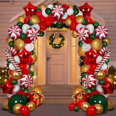 179pcs Christmas Balloon Wreath Arch Kit Green Red Candy Decorations