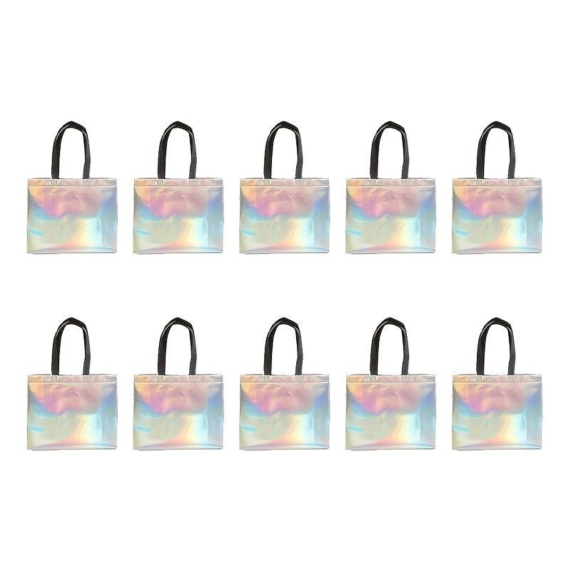 10pcs Medium Holographic Gift Bags with Handles - Birthday Party Favor Bags