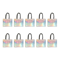 10pcs Medium Holographic Gift Bags with Handles - Birthday Party Favor Bags