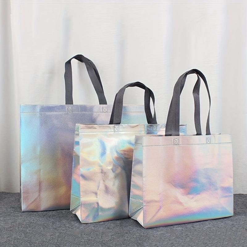 10pcs Medium Holographic Gift Bags with Handles - Birthday Party Favor Bags