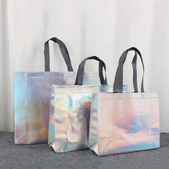 10pcs Medium Holographic Gift Bags with Handles - Birthday Party Favor Bags