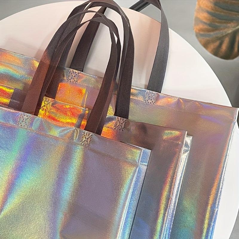 10pcs Medium Holographic Gift Bags with Handles - Birthday Party Favor Bags