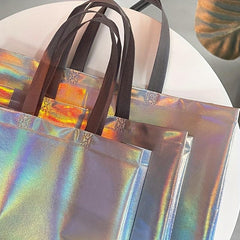 10pcs Medium Holographic Gift Bags with Handles - Birthday Party Favor Bags