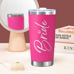 Pink Stainless Steel Coffee Tumbler - Christmas Bride Gift