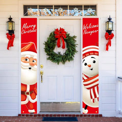Santa Claus Snowman Porch Signs Merry Christmas Hanging Banners