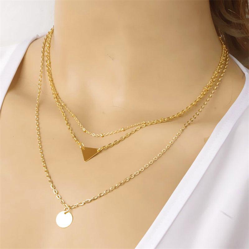 Boho Women's Bead Charm Three Layer Necklace