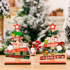 1pc Christmas Tree Ornament Wooden Alphabet Desktop Ornament