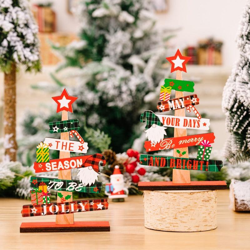 1pc Christmas Tree Ornament Wooden Alphabet Desktop Ornament