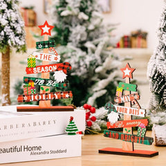 1pc Christmas Tree Ornament Wooden Alphabet Desktop Ornament