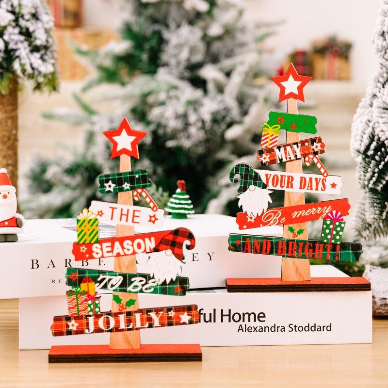 1pc Christmas Tree Ornament Wooden Alphabet Desktop Ornament
