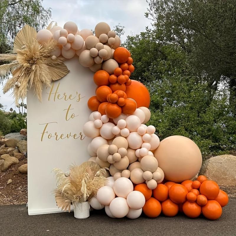 Cream And Pumpkin Orange Balloon Arch Kit 111pcs