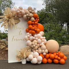 Cream And Pumpkin Orange Balloon Arch Kit 111pcs