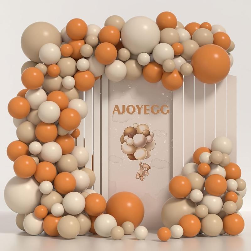 Cream And Pumpkin Orange Balloon Arch Kit 111pcs