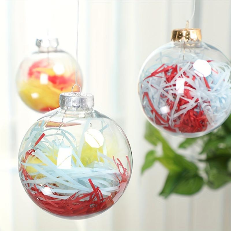 8pcs Plastic Christmas Balls Hollow Round Hanging Decorations