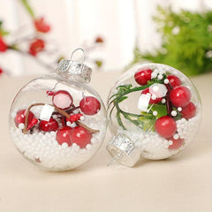 8pcs Plastic Christmas Balls Hollow Round Hanging Decorations