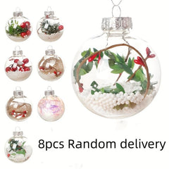 8pcs Plastic Christmas Balls Hollow Round Hanging Decorations