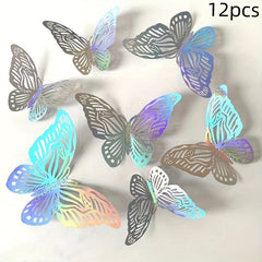 3D Laser Silvery Butterfly Wall Decor - Room Murals Removable Butterfly Decor