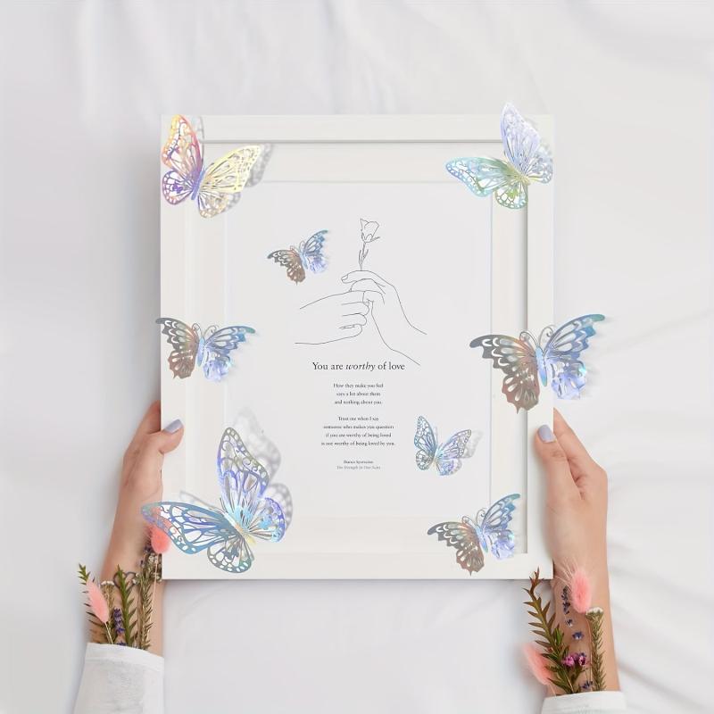 3D Laser Silvery Butterfly Wall Decor - Room Murals Removable Butterfly Decor