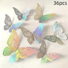 3D Laser Silvery Butterfly Wall Decor - Room Murals Removable Butterfly Decor