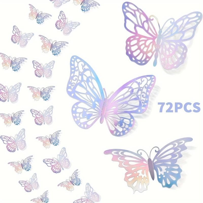 3D Laser Silvery Butterfly Wall Decor - Room Murals Removable Butterfly Decor