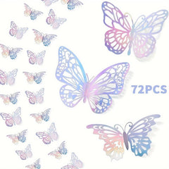3D Laser Silvery Butterfly Wall Decor - Room Murals Removable Butterfly Decor