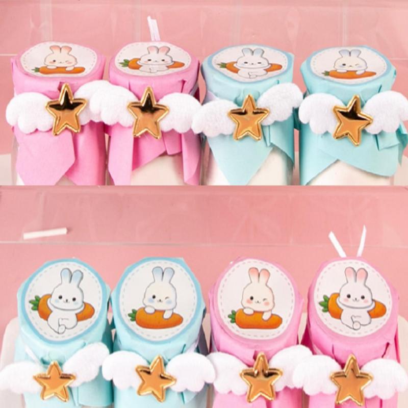 6pcs Little Rabbit Cake Decoration Inserts Baby Birthday Baking Stickers