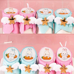 6pcs Little Rabbit Cake Decoration Inserts Baby Birthday Baking Stickers