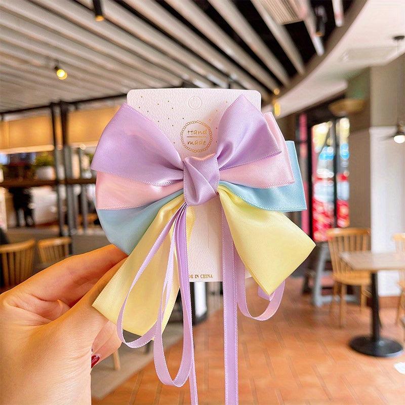 Colorful Hair Clips Kids Girls Bow Hair Clip Ribbon Children's Party Performance