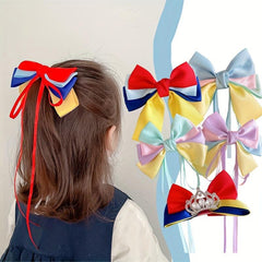 Colorful Hair Clips Kids Girls Bow Hair Clip Ribbon Children's Party Performance
