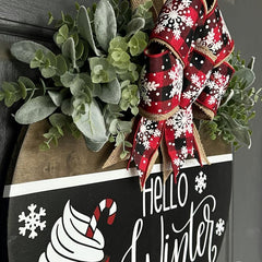 Winter Welcome Sign For Front Door Christmas Family Wooden Sign