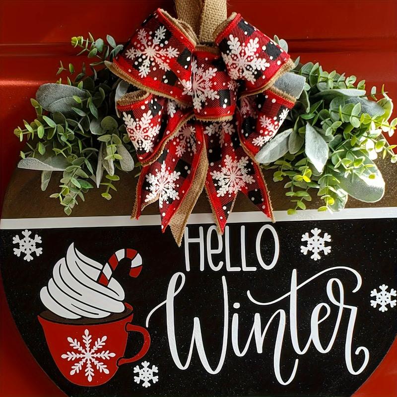 Winter Welcome Sign For Front Door Christmas Family Wooden Sign